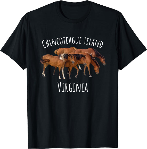 Horse Lover Gifts Chincoteague Island Virginia Horse Assateague Pony T-Shirt - Black