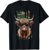 Highland Cow by AKH Highland Cow Camo American Flag, Patriotic Highland Cow T-Shirt - Black
