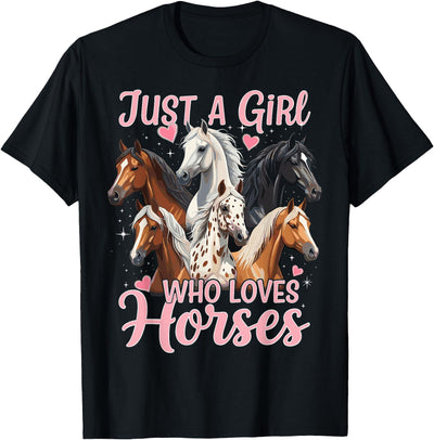 Cute Riding Horse Cute Horse Just A Girl Who Loves Horses T-Shirt
