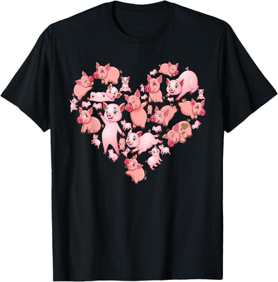 Pig For Women Girls Kids Heart Shape Poses Cute Pig T-Shirt