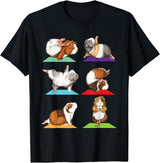 Funny Guinea Pig Shirts Guinea Pig Yoga - Fitness Exercise Animal Rodent Pet Lover T-Shirt - Black