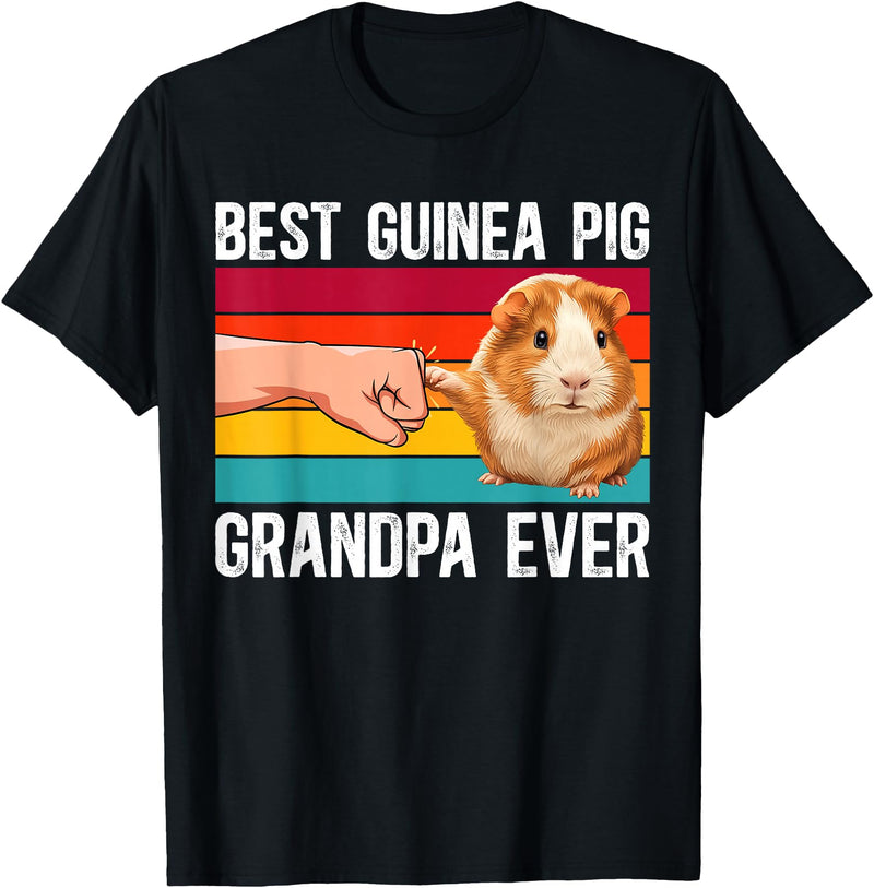 Best Guinea Pig Grandpa Guinea Pig Grandfather Best Guinea Pig Grandpa Guinea Pig Owner Guinea Pig Lover T-Shirt - Black