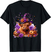 Cute and Funny Halloween Gifts Halloween Highland Cow Pumpkin Witchy Bat T-Shirt - Black