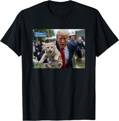 Threadrock Trump Saving A Cat Funny Political Humour Photo T-Shirt
