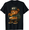 Street Food Streetwear & Hip Hop Style Designs Hip Hop Teddy Bear Eating New York Style Pizza Teenager Men T-Shirt - Black