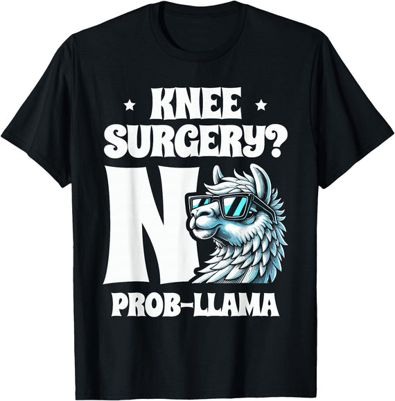 Llama Alpaca Lover Gifts Knee Surgery No Prob-llama Llamas Animal Lover T-Shirt - Black
