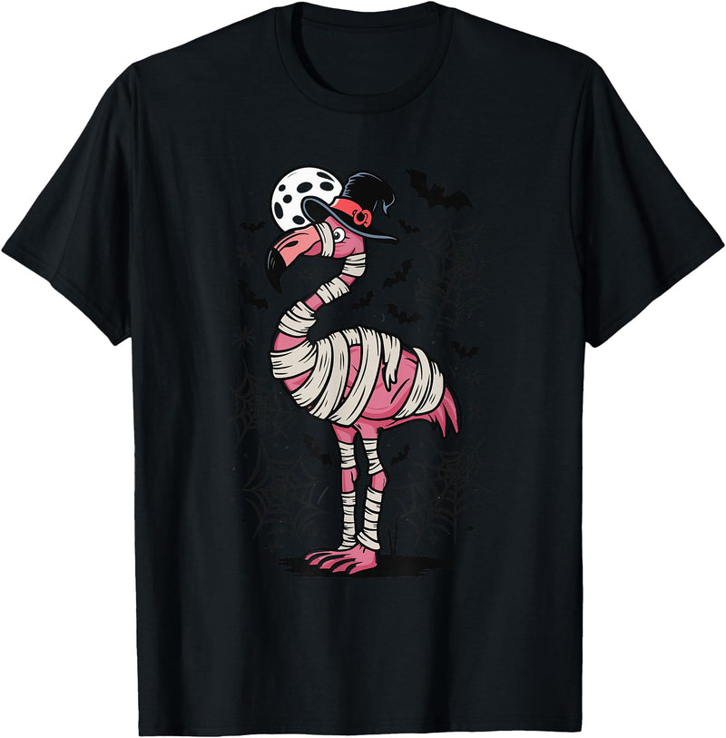 Flamingo Halloween Costume Mummy Spooky Flamingo Mummy T-Shirt - Black