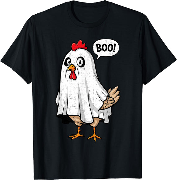 Funny Halloween Tees for Men Women Kids. Cute Chicken Boo Funny Halloween Costume Men Women T-Shirt - Black