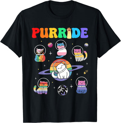 Purride Cat Shirt for Pride Month Rainbow Love Purride Cat LGBT Pride Month Rainbow Flag Men Women Kids T-Shirt