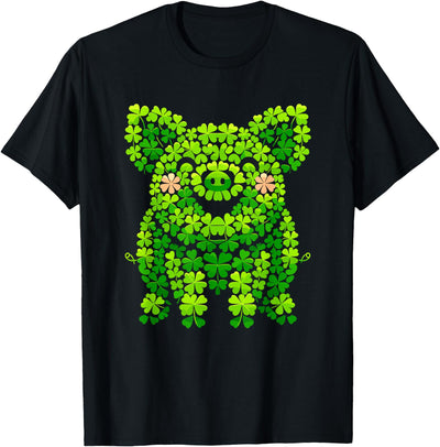 Pig Shamrocks Kids Mens Womens St Patricks Day Pig T-Shirt