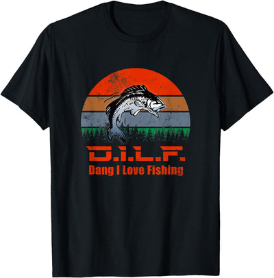 D.I.L.F. - Dang I love Fishing | Funny Fisherman Fish Lover T-Shirt
