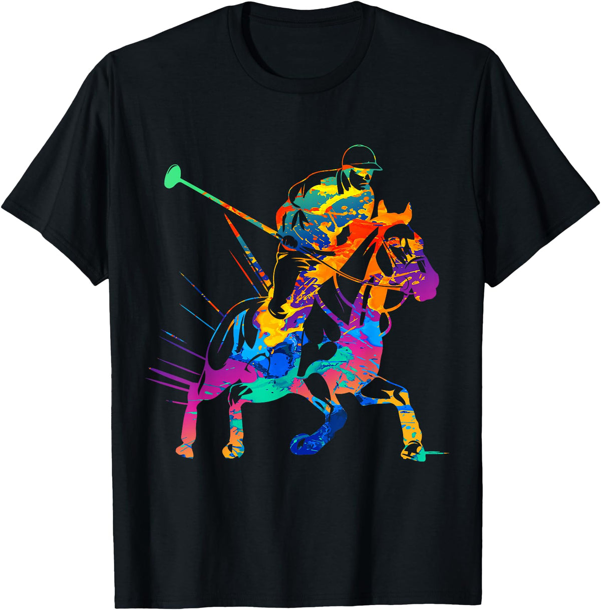 Polo Player Sport Silhouette Gift Apparel Polo Player Horse Sport Ride Riding Equestrian Sport Fan T-Shirt - Black