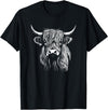 Scottish Highland Cattle Cow Merch Scottish Highland Cattle Cow Drawing T-Shirt - Black