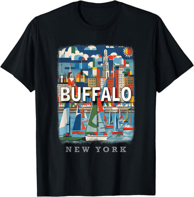 Cow Buffalo New York Waterfront Wonder Ny Sd391 T-Shirt