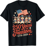 Hamsters 250 Years Revolutionary War Parade 1776 2026 July 4 T-Shirt - Black