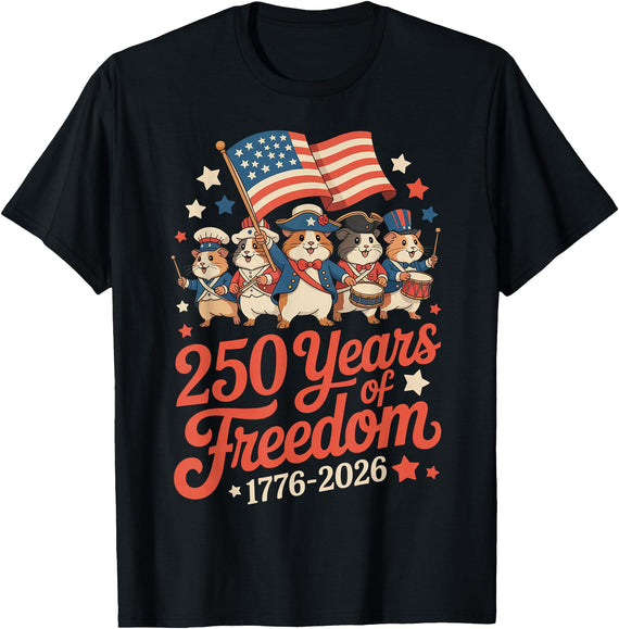 Hamsters 250 Years Revolutionary War Parade 1776 2026 July 4 T-Shirt - Black