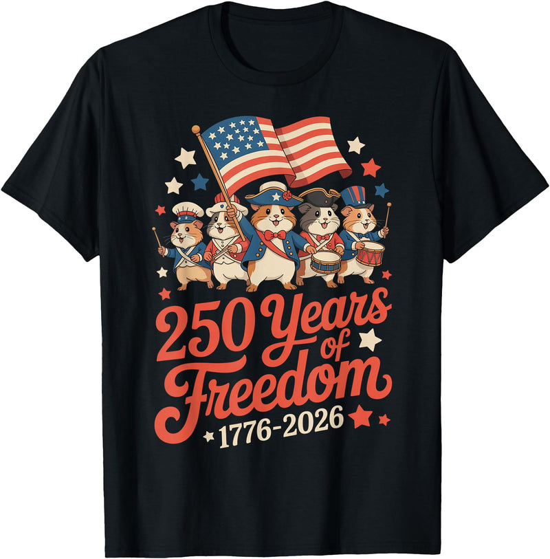 Hamsters 250 Years Revolutionary War Parade 1776 2026 July 4 T-Shirt - Black