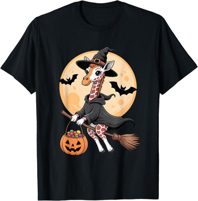 Giraffe Witch Hat Pumpkin Halloween Costume Men Women Kids T-Shirt