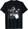 Cute Cow Playing Drums Cow Lover Apparel Cute Cow Playing Drums Cows Drummer Music T-Shirt - Black