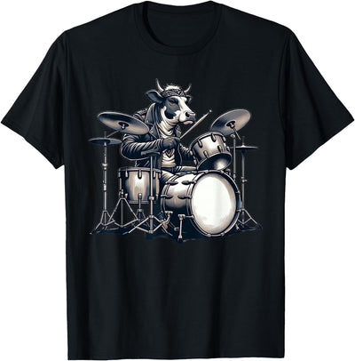 Cute Cow Playing Drums Cows Drummer Music T-Shirt