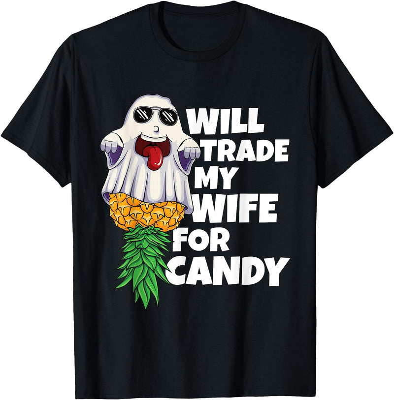 Swinger Upside Down Pineapple Apparel Will Trade My Wife For Candy Pineapple Halloween Swinger Men T-Shirt - Black