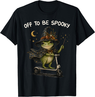 Funny Witch Frog Off To Be Spooky Halloween T-Shirt