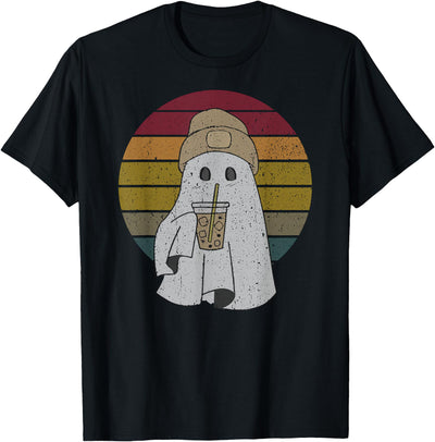 Cute Little Ghost Ice Coffee Halloween Costume Vintage Spooky Cute Ghost Ice Coffee Halloween Costume T-Shirt