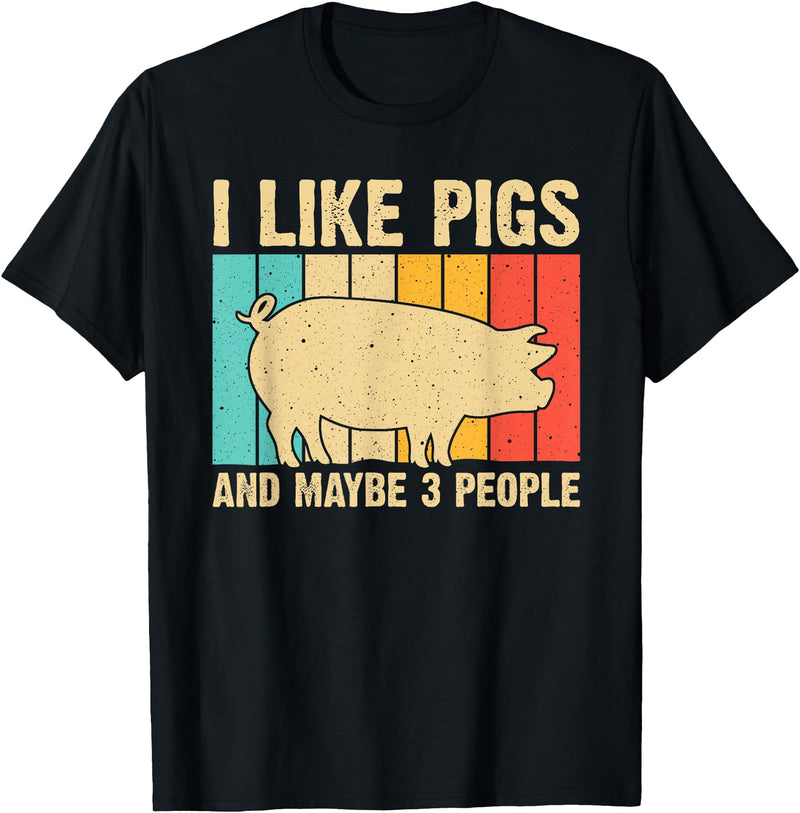 Cool Pig Gifts Farmer Pigs Accessories & Stuff Funny Pig For Men Women Farm Animal Swine Vintage Pig Lovers T-Shirt - Black