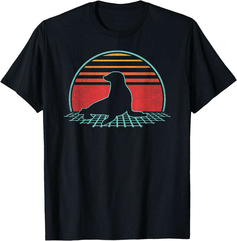 Sea Lion Graphic Art Designs Sea Lion Lover Animal Retro Vintage 80s Style T-Shirt - Black