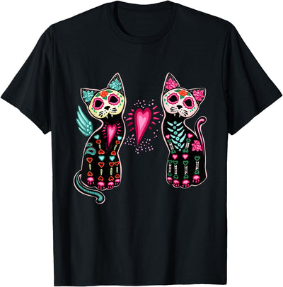 Day Of The Dead Mexican Shirt Day of The Dead Cats Shirt Cat Lovers Dia De Los Muertos T-Shirt