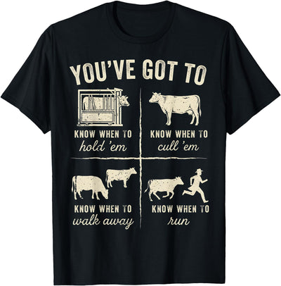 Retro You've Got to Know When to Hold Em Funny Cow Lover T-Shirt