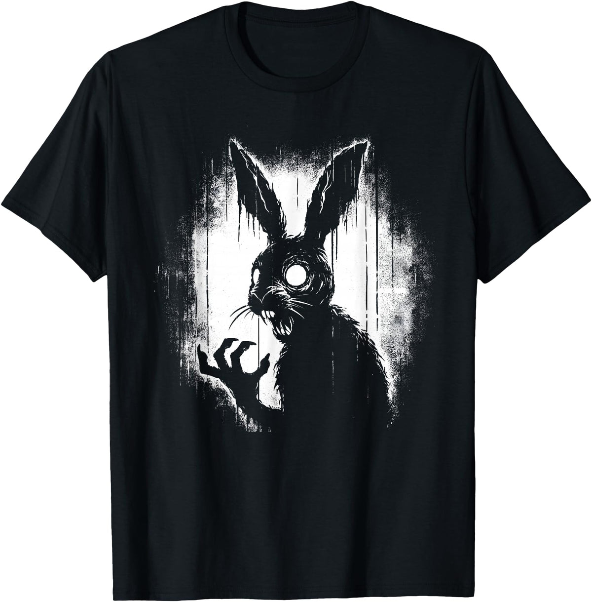 Scary Goth Rabbit, Horror Rabbit, Weirdcore Rabbit T-Shirt in Black