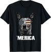 Australian Cattle Dog Patriotic Tee Gifts Merica Australian Cattle Dog with USA Flag Sunglasses Gift T-Shirt - Black