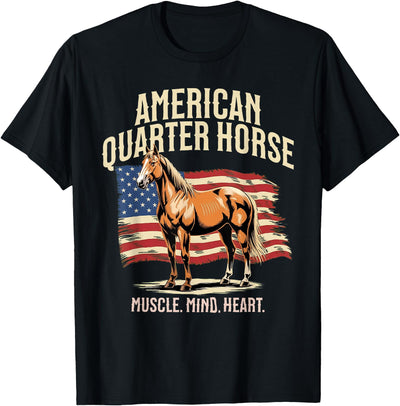 American Quarter Horse Patriotic Western Design American Quarter Horse Muscle Mind Heart Patriotic Horse T-Shirt