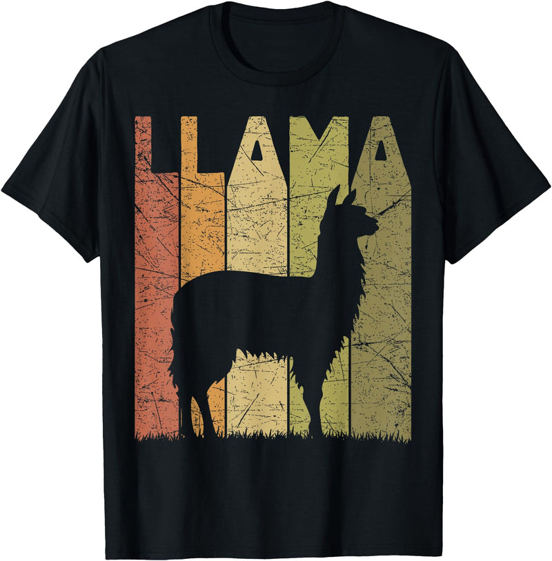 Alpaca Llama Vintage Llama Farming Designs. Llama Vintage Alpaca Llama Lover Retro Alpaca Farmer T-Shirt - Black