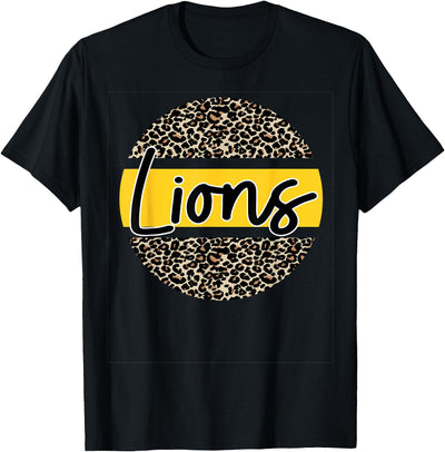 Lions School Spirit Leopard Print Yellow T-Shirt