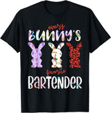 Every Bunny’s Favorite Bartender Easter Rabbit T-Shirt in Black