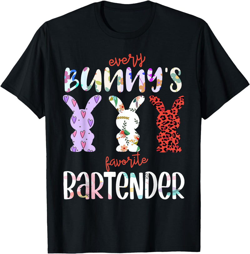 Every Bunny’s Favorite Bartender Easter Rabbit T-Shirt in Black