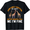 Giraffe Gifts for Giraffe Lovers Co. Sometimes I Question My Sanity but Giraffes Told Me I'm Fine T-Shirt - Black