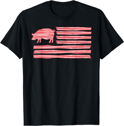 Sweet Salted Smoke Meaty Pig Flag Artwork Bacon T-Shirt