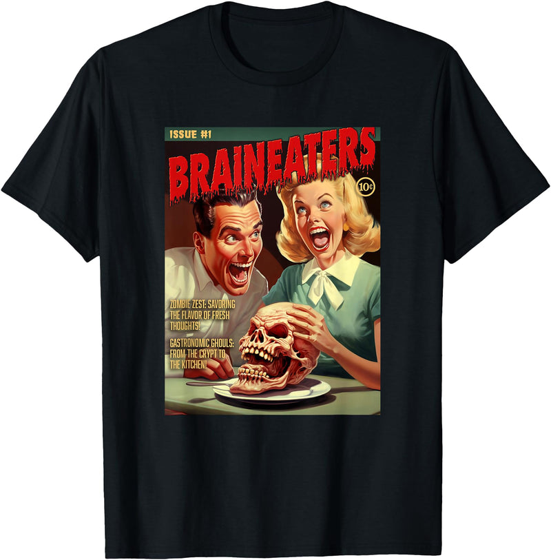 Last Gasp Graphics Brain Eaters 1950s horror comic cover T-Shirt - Black