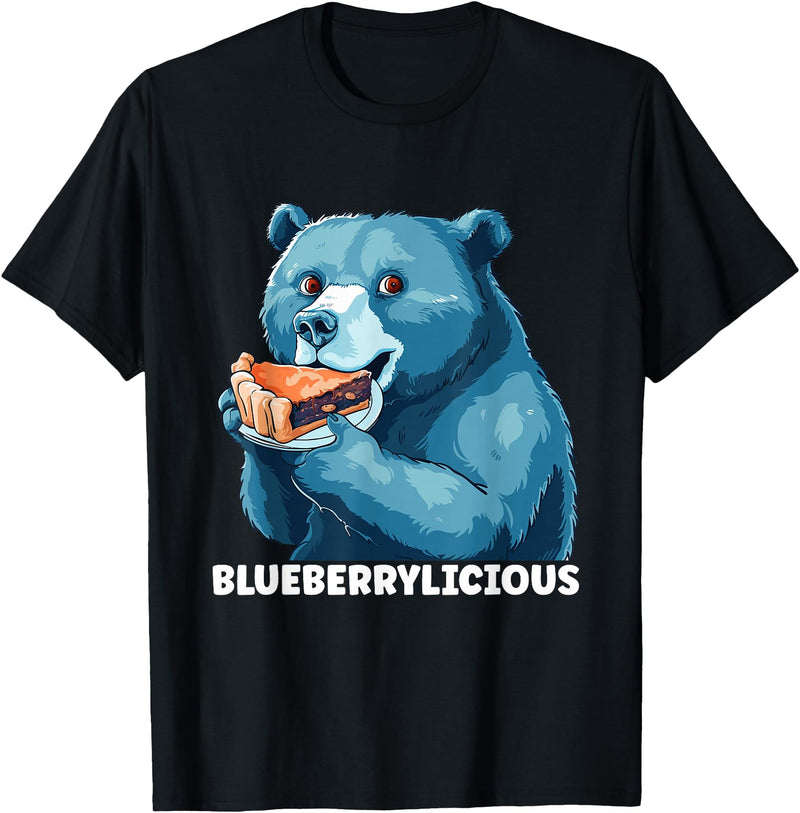 Funny Pastry Design Bear Pie Confectioner Cake Baking Thanksgiving Blueberrylicious Blueberry Pie T-Shirt - Black