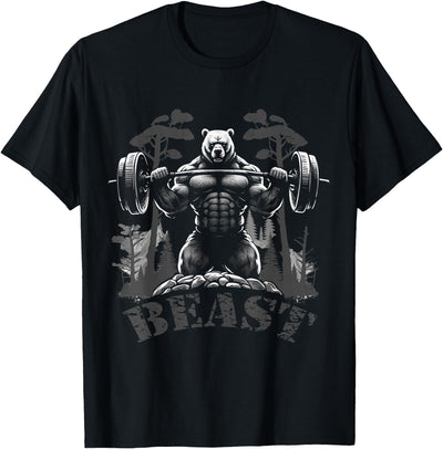 Gym Bodybuilding/Fitness Workout Beast Bear with Dumbbell T-Shirt