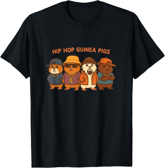 Cute Guinea Pig Gifts and Designs Hip Hop Guinea Pigs T-Shirt - Black