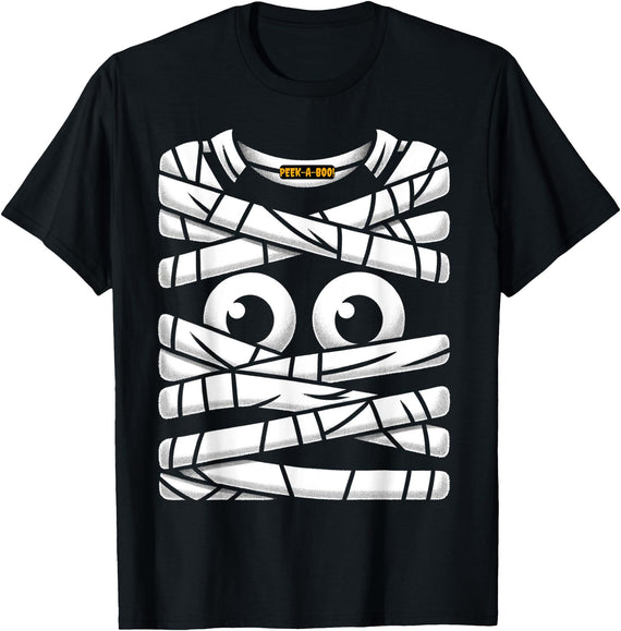 Spooky Sprouts: Halloween for Kids & Parents Peek-A-Boo Mummy Bandages Seeing Eyes Halloween Mummy T-Shirt - As Pictured