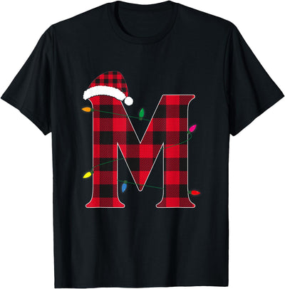 Initial Name Buffalo Plaid Christmas Pajama Awesome Letter'm T-Shirt