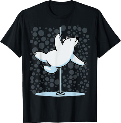 Funny Polar Bear Pole Dancing Animal Cute Cool Wordplay Snow T-Shirt