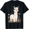 Alpaca Llama Lama Lover Cute Farm Animals Kids Llama Alpaca Lama Flowers Cute Adorable Baby Farm Animal T-Shirt - Black