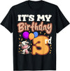 Cow Birthday 3 Party Farmyard Apparel Cow 3rd Birthday Party Balloons Moo Farm Animal Vet Barn T-Shirt - Black