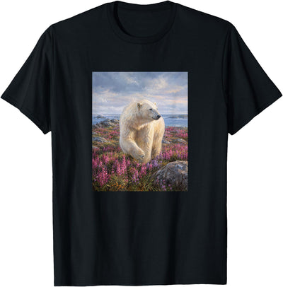 Polar Bear Summer Wildflower Meadow Nature Artwork T-Shirt